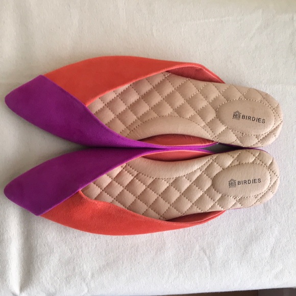 EUC Birdie’s size 9 The Swan slippers. Pink and orange Sangria flats pointed toe - Picture 2 of 13